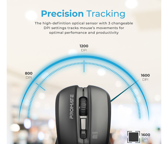 Promate Adjustable 1600DPI Wireless Mouse -123938