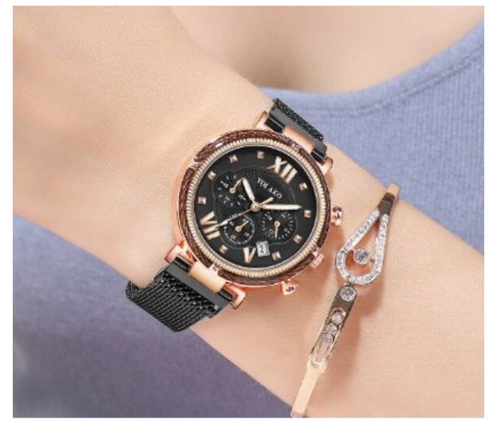 Set of 4 Pieces Starry Sky Analog Watch with Stainless Steel Strap for Women - Zoom Image 9