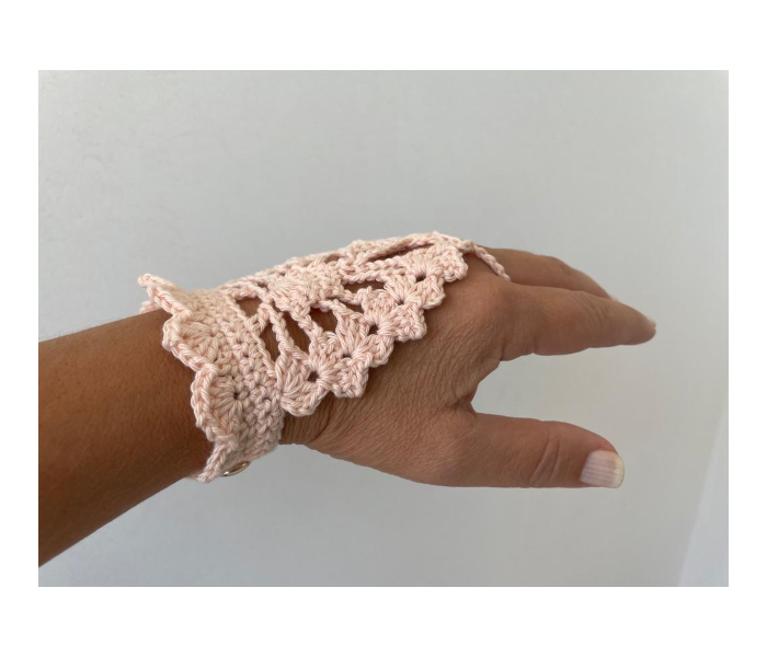 Crochet Handmade Set of 2 Piece Fingerless Gloves - Light Pink - Zoom Image 5