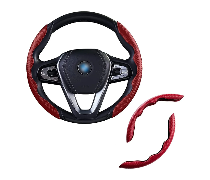 Generic Non Slip New Carbon Fiber Steering Pattern Wheel Cover - Red - Zoom Image 4