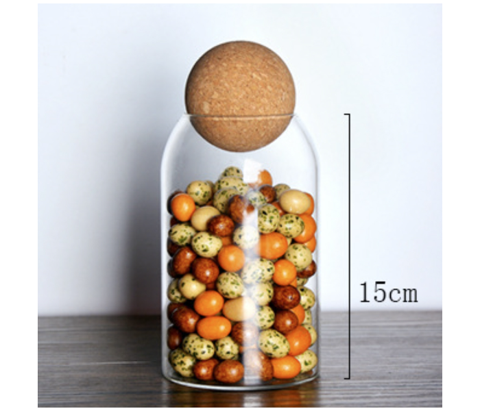 Spherical 15cm Cork Glass Storage Sealed Jar - Zoom Image 1