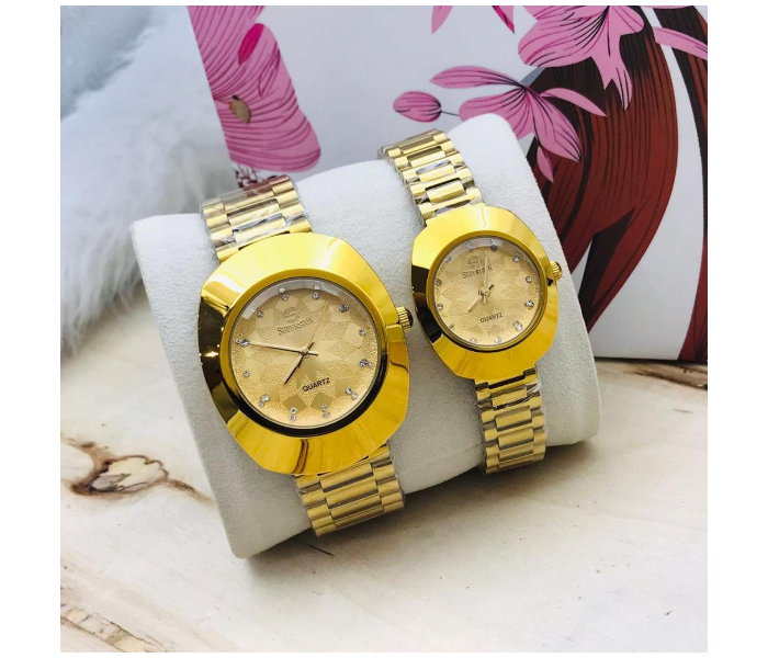 Zen Modo Radel 111 Set of 2 Piece Happy Romantic Couple Analog Watch - Golden - Zoom Image