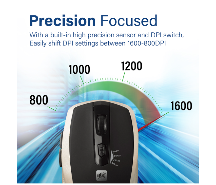 Promate 1600DPI Silent Mouse - Gold - Zoom Image 3