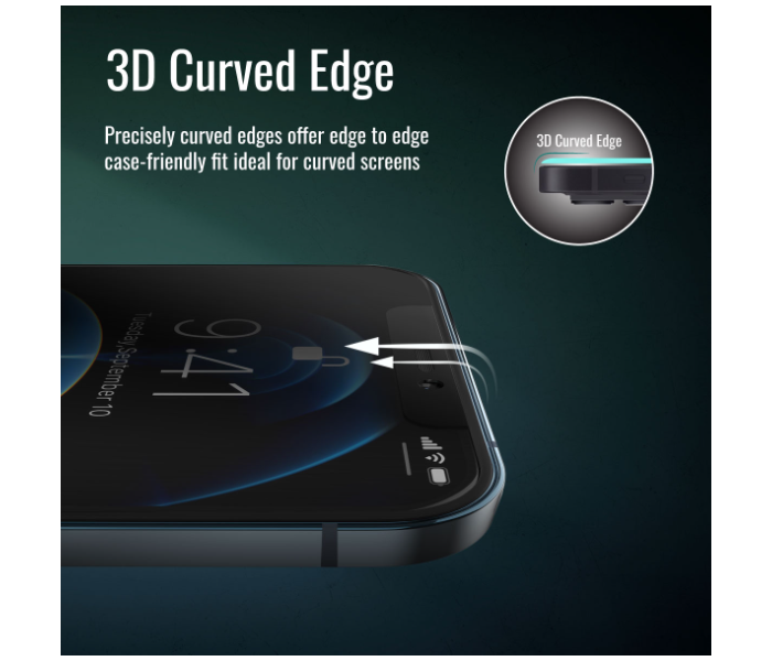 Promate Anti-Spy 3D Tempered Glass Privacy Screen Protector for iPhone 13 Pro Max - Zoom Image 4