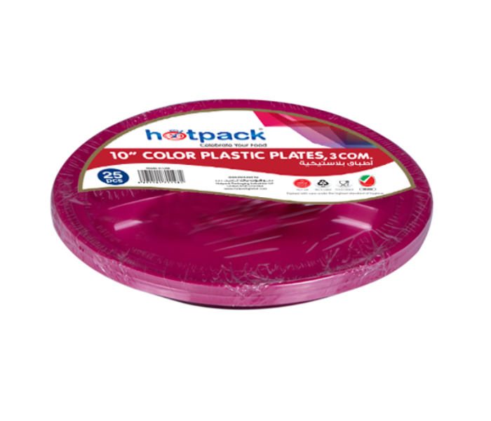 Hotpack HSMCPP103CHP Pack of 25 Pieces 10 Inch 3 Division Coloured Plastic Plates - Zoom Image 7