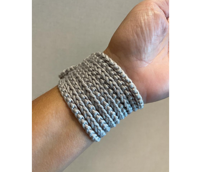 Crochet Handmade Chunky Stringy Bracelet - Grey - Zoom Image 3