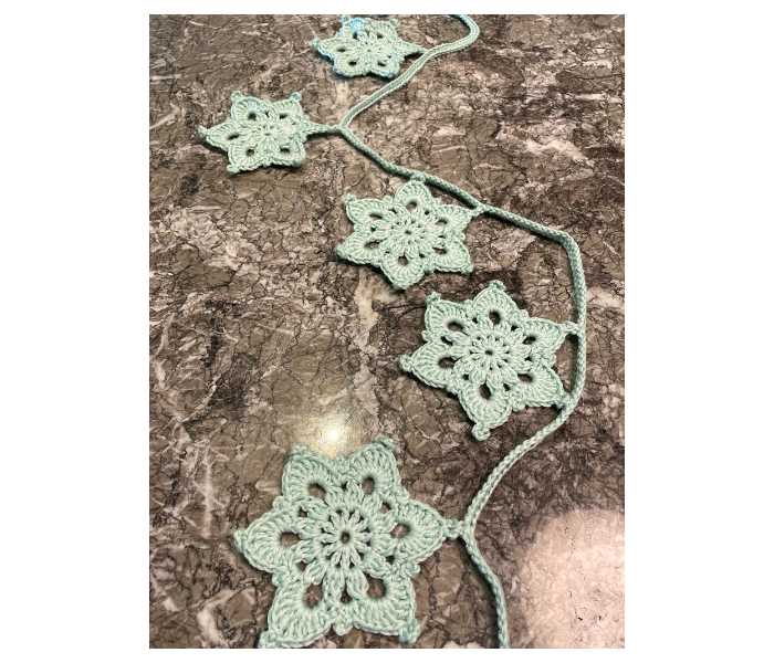 Crochet Handmade Bunting Snowflake Wall Decoration - Mint - Zoom Image 1