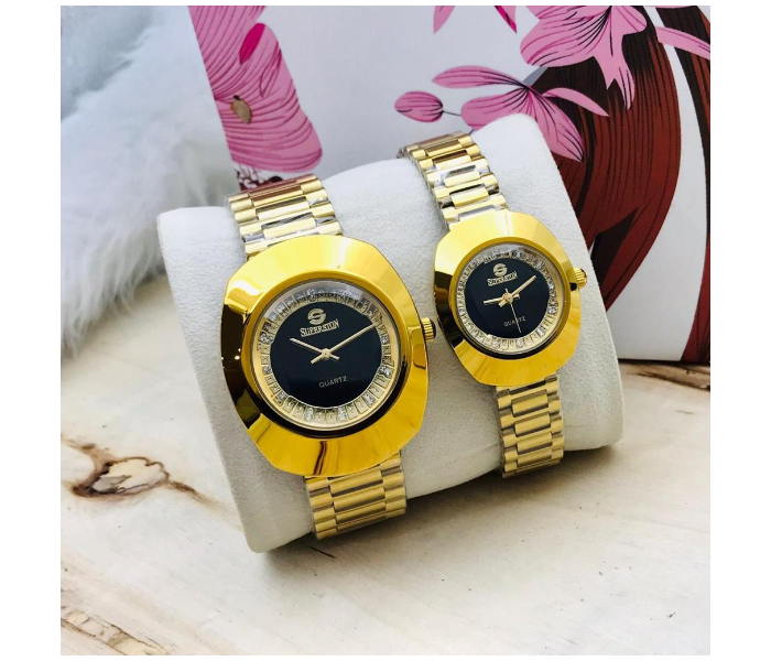 Zen Modo Radel 112 Set of 2 Piece Happy Romantic Couple Analog Watch - Golden - Zoom Image