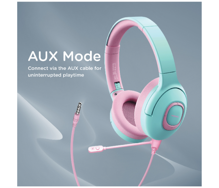 Promate Wireless Headphones with Dual Mic for Kids - Bubblegum - Zoom Image 4