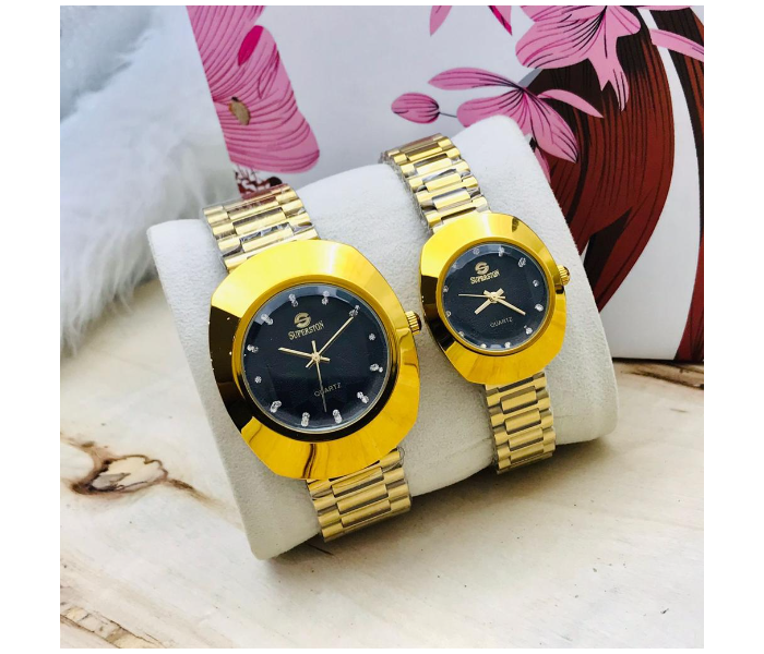 Zen Modo Radel 117 Set of 2 Piece Happy Romantic Couple Analog Watch - Golden - Zoom Image