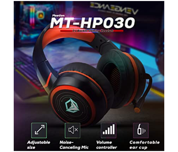 Meetion MGHP030 USB Gaming Headset Backlit - Black - Zoom Image 2