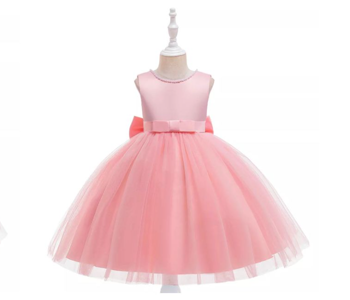 Elegant Sleeveless Back Bow Knot Lace Dresses for 5-6 Aged Girls - Light Pink - Zoom Image 2