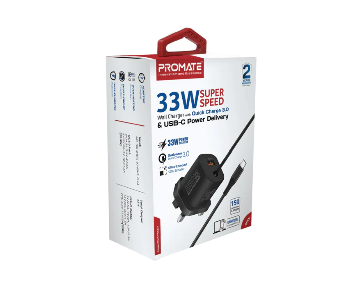 Promate 1.5Meter Premium 33Watts USB-C Charger UK - Black - Zoom Image 6