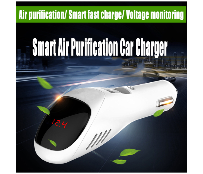 Multi-Function 3 In 1 Vehicle Air Purifier Charger - White - Zoom Image 1