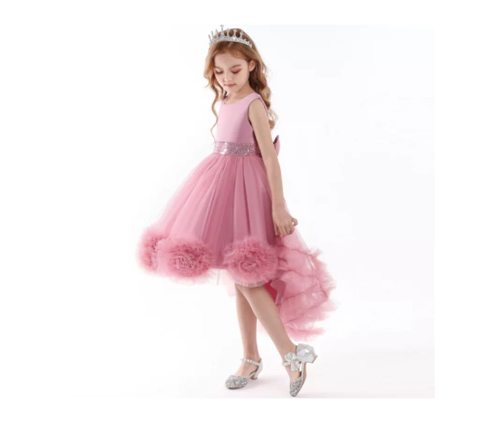 Elegant Sleeveless Flower Decoration Lace Dresses for 6-7 Aged Girls - Dark Pink - Zoom Image 4