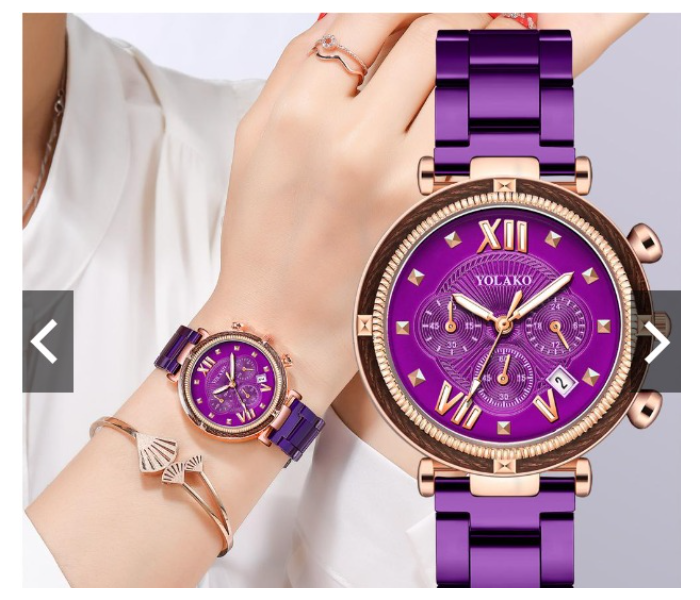 Starry Sky Analog Watch with Stainless Steel Strap for Women - Purple - Zoom Image 2