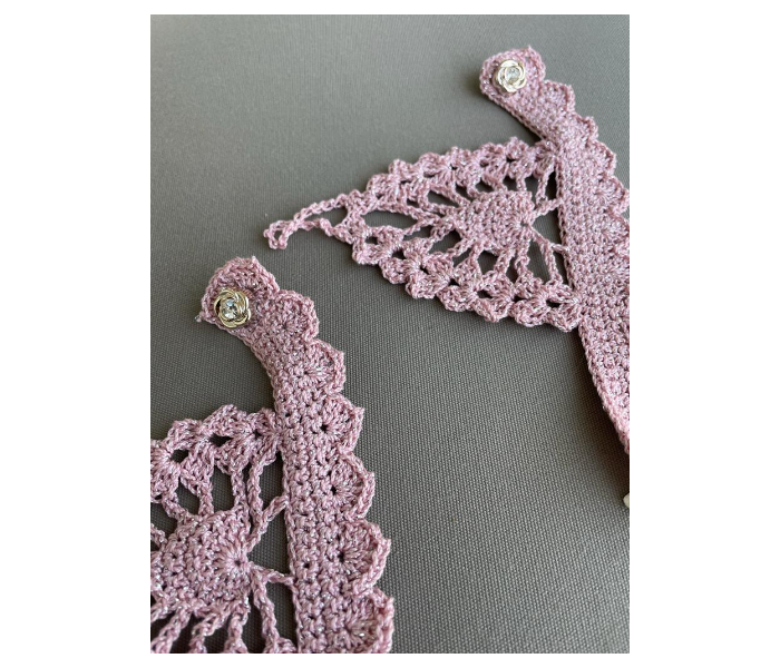 Crochet Handmade Set of 2 Piece Fingerless Gloves - Sparkly Pink - Zoom Image 6