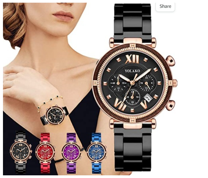 Set of 4 Pieces Starry Sky Analog Watch with Stainless Steel Strap for Women - Zoom Image 2