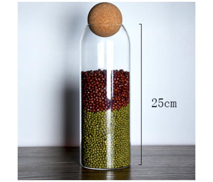 Spherical 25cm Cork Glass Storage Sealed Jar - Zoom Image 1