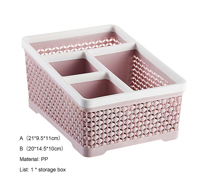 Imitated Rattan Separate Square Storage Box - Pink - Zoom Image 1