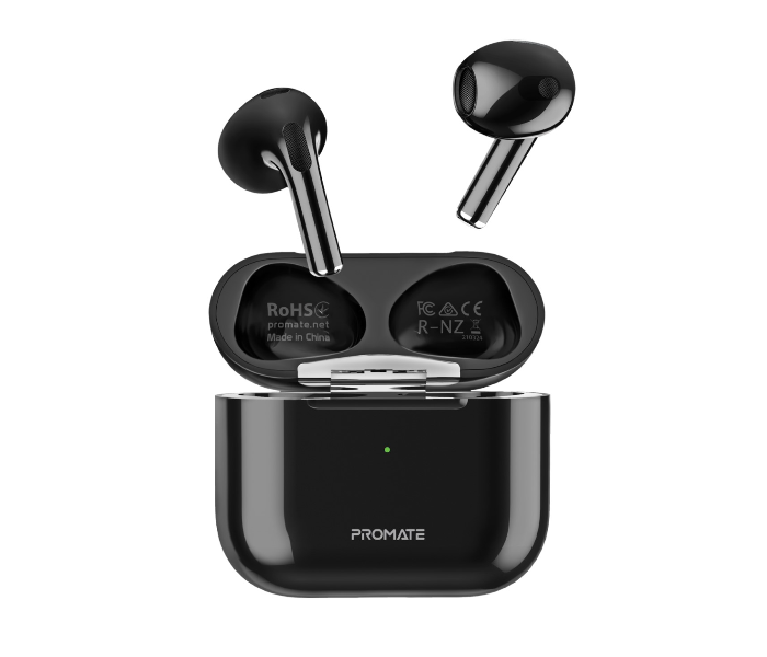 Promate True Wireless Stereo Bluetooth Wireless Earbuds with Wireless Charging Case and Mic - Black - Zoom Image 1