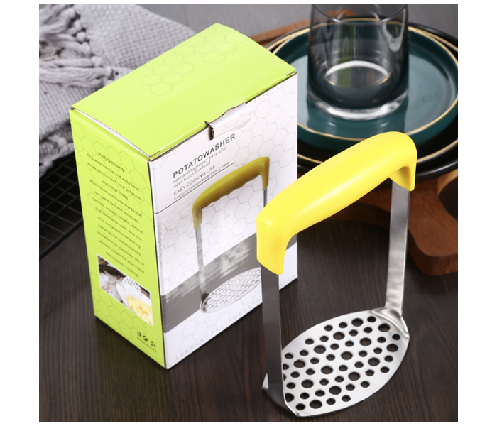 Stainless Steel Potato Masher - Silver and Yellow - Zoom Image 1