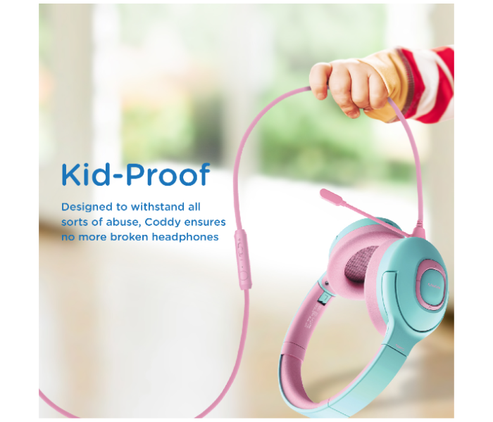 Promate Wireless Headphones with Dual Mic for Kids - Bubblegum - Zoom Image 5