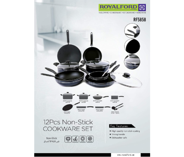 Royalford RF5858 12 Pieces Non Stick Cookware Set - Blue - Zoom Image 6