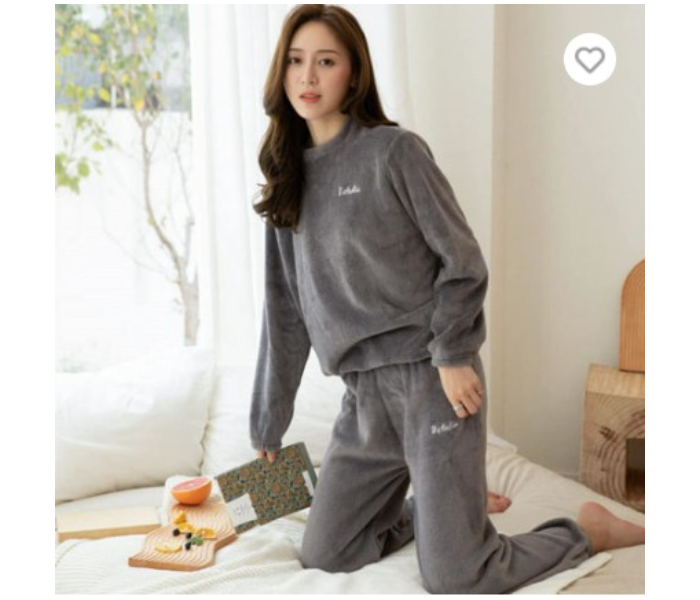 Winter Flannel Velvet Pajamas Sets Sleepwear for Women - Grey - Zoom Image 2