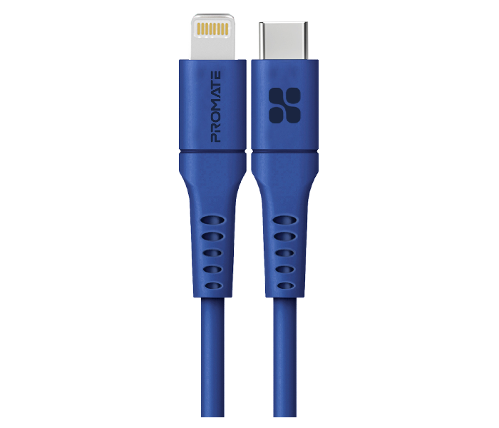 Promate 2 Meter 20Watts Fast Charging USB-C to Lightning Cable - Blue - Zoom Image