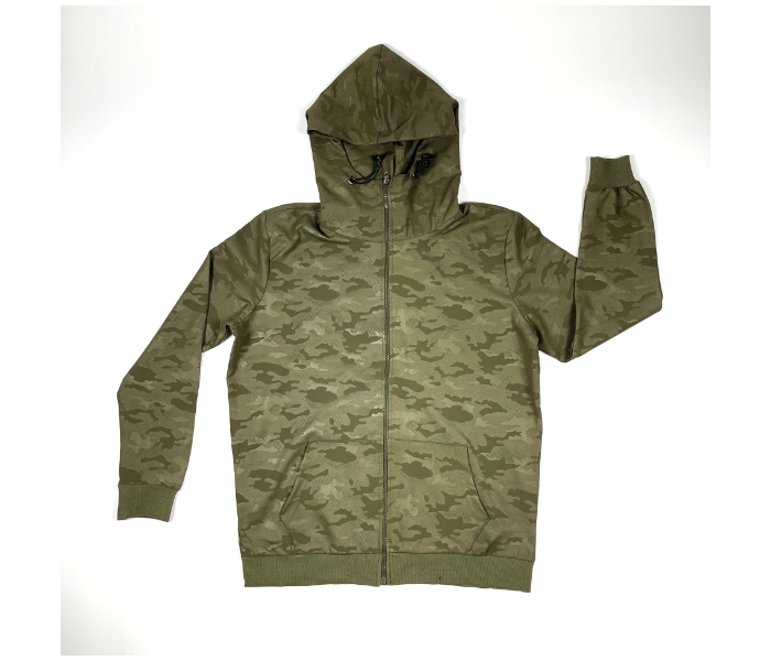 Long Sleeves Small Hoodie Tracksuit Military Design For Men - Green - Zoom Image 2