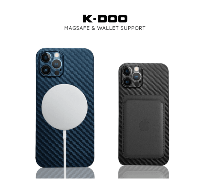 K-DOO Air Carbon Fiber Paper Back Skin Case for iPhone 12 Pro - Black - Zoom Image 4