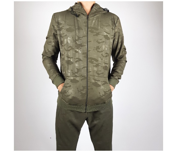 Long Sleeves Large Hoodie Tracksuit Military Design For Men - Green - Zoom Image 1