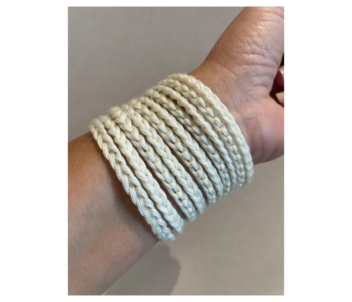 Crochet Handmade Chunky Stringy Bracelet - Cream - Zoom Image 1