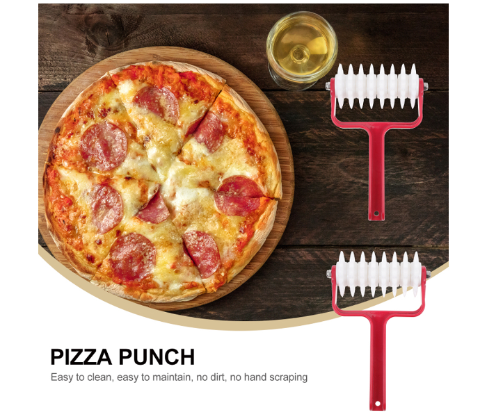 Portable Lightweight Pizza Punch Rooler Wheel Cutter Baking Tool - Red and White - Zoom Image 3