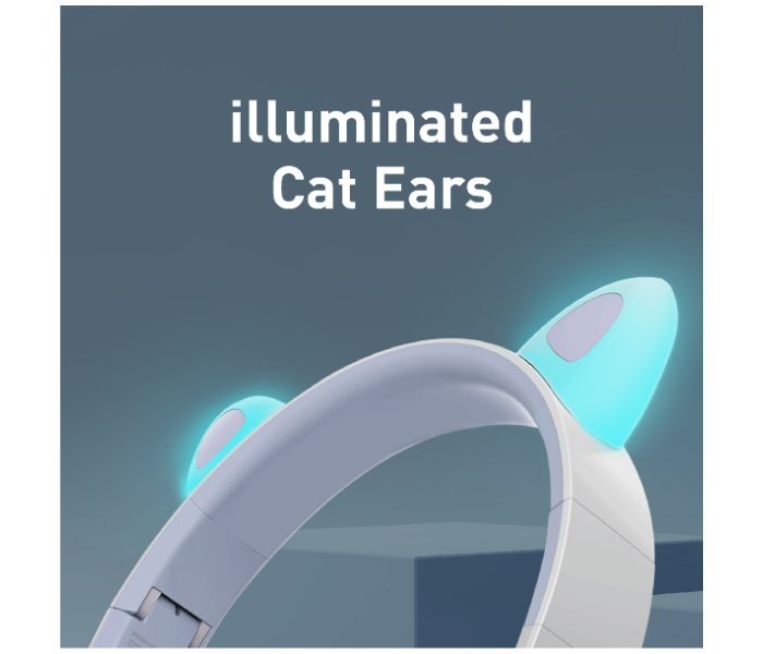 Promate Wireless Bluetooth Headphones with LED Cat Ears for Kids - Lilac - Zoom Image 7