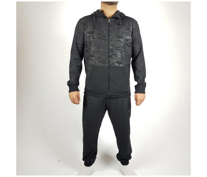 Long Sleeves XL Hoodie Tracksuit Military Design For Men - Black - Zoom Image 1