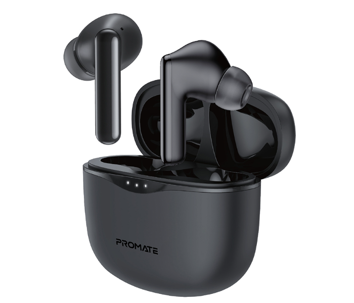 Promate Hybrid Active Noise Cancelling Bluetooth Water Resistance True Wireless Earbuds - Black - Zoom Image 1