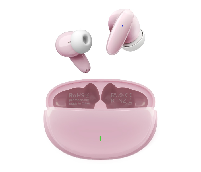 Promate Bluetooth Mic and Water Resistance True Wireless Earbuds - Pink - Zoom Image 1