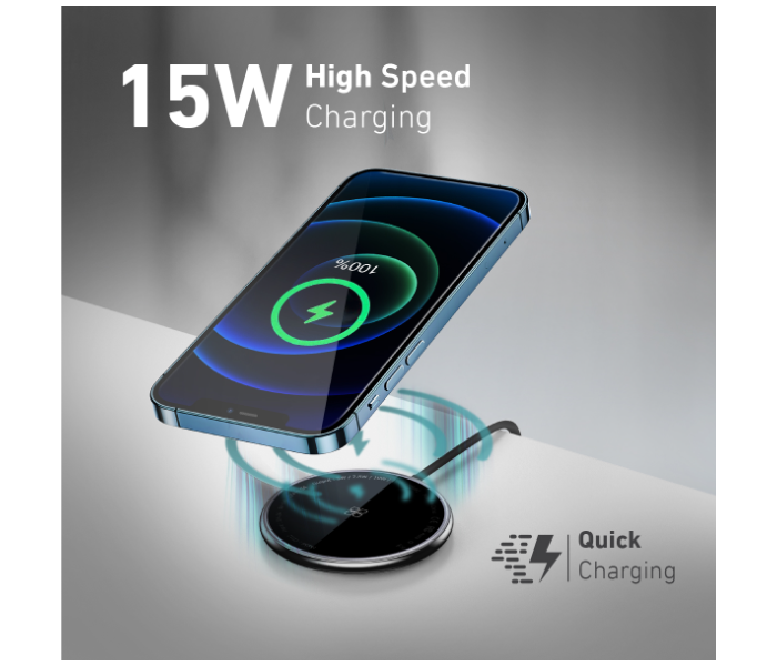 Promate Ultra-Fast 15Watts Mag-Safe Qi Magnetic Wireless Charger - Black - Zoom Image 8