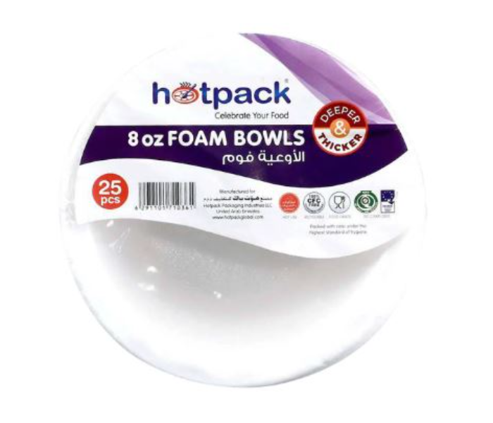 Hotpack HSMPAFB8 Pack of 25 Pieces 8 Oz Foam Bowl - White - Zoom Image 4