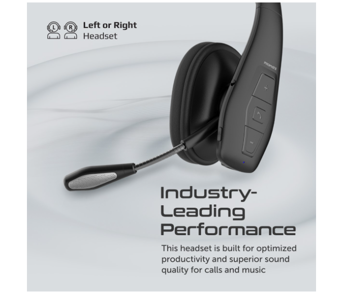 Promate Wireless Bluetooth Mono Headset with Mic - Black - Zoom Image 2