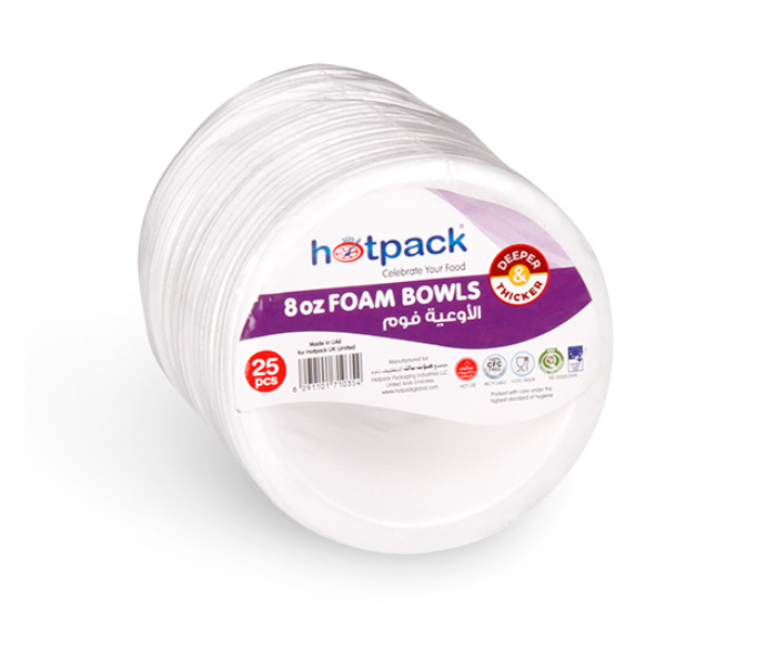 Hotpack HSMPAFB8 Pack of 25 Pieces 8 Oz Foam Bowl - White - Zoom Image 1