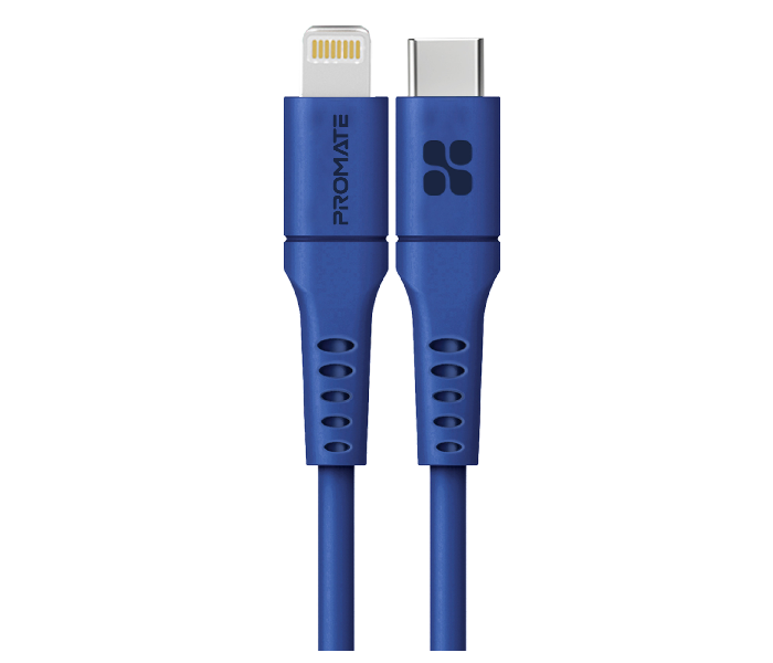 Promate 20Watts 1.2 Meter Ultra-Fast Charging Type-C to Lightning Cable - Blue - Zoom Image