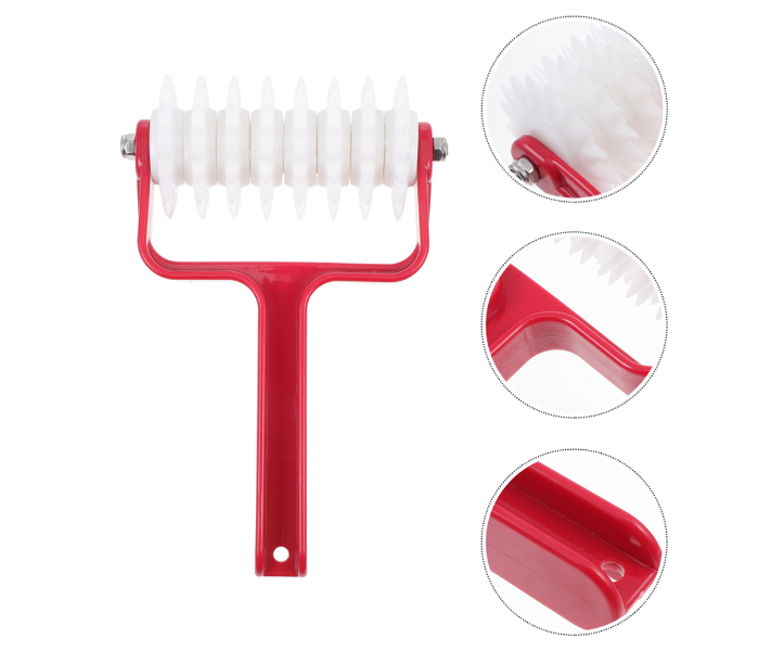 Portable Lightweight Pizza Punch Rooler Wheel Cutter Baking Tool - Red and White - Zoom Image 2