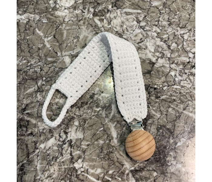 Crochet Handmade Pacifier Strap And Clip - White - Zoom Image 3