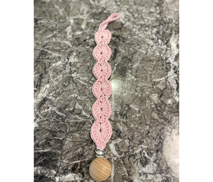 Crochet Handmade Pacifier Strap And Clip - Pink - Zoom Image 2