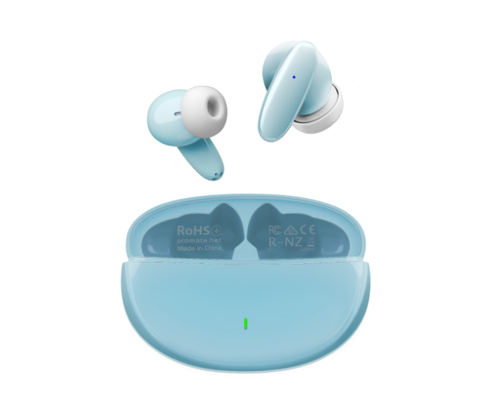 Promate Bluetooth Mic and Water Resistance True Wireless Earbuds - Blue - Zoom Image 1