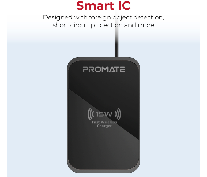 Promate 15Watts Fast Wireless Charging Pad - Black - Zoom Image 4