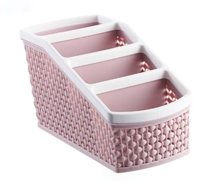 Imitated Rattan Separate Rectangle Storage Box - Pink - Zoom Image